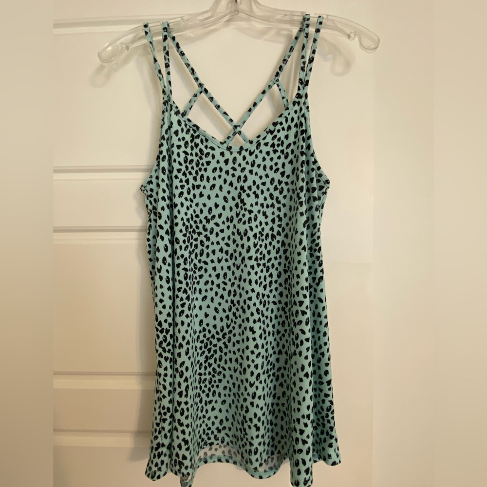 Mint Green Leopard Print Strappy Tank
